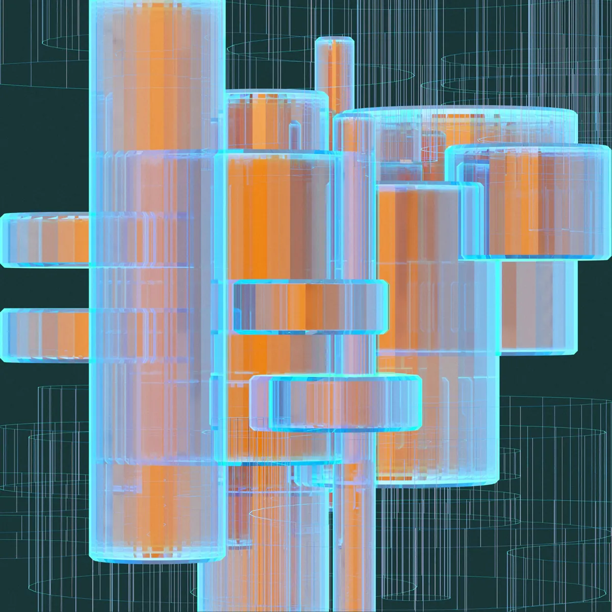 Illustration of futuristic AI search interface with interconnected data types