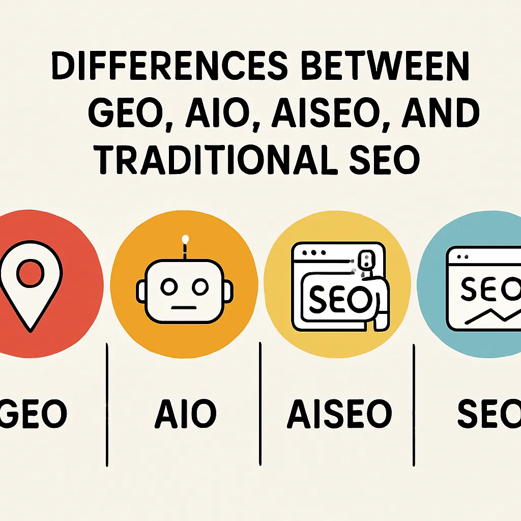 The Differences Between GEO, AIO, AISEO, AI Search Engine Optimization, and SEO